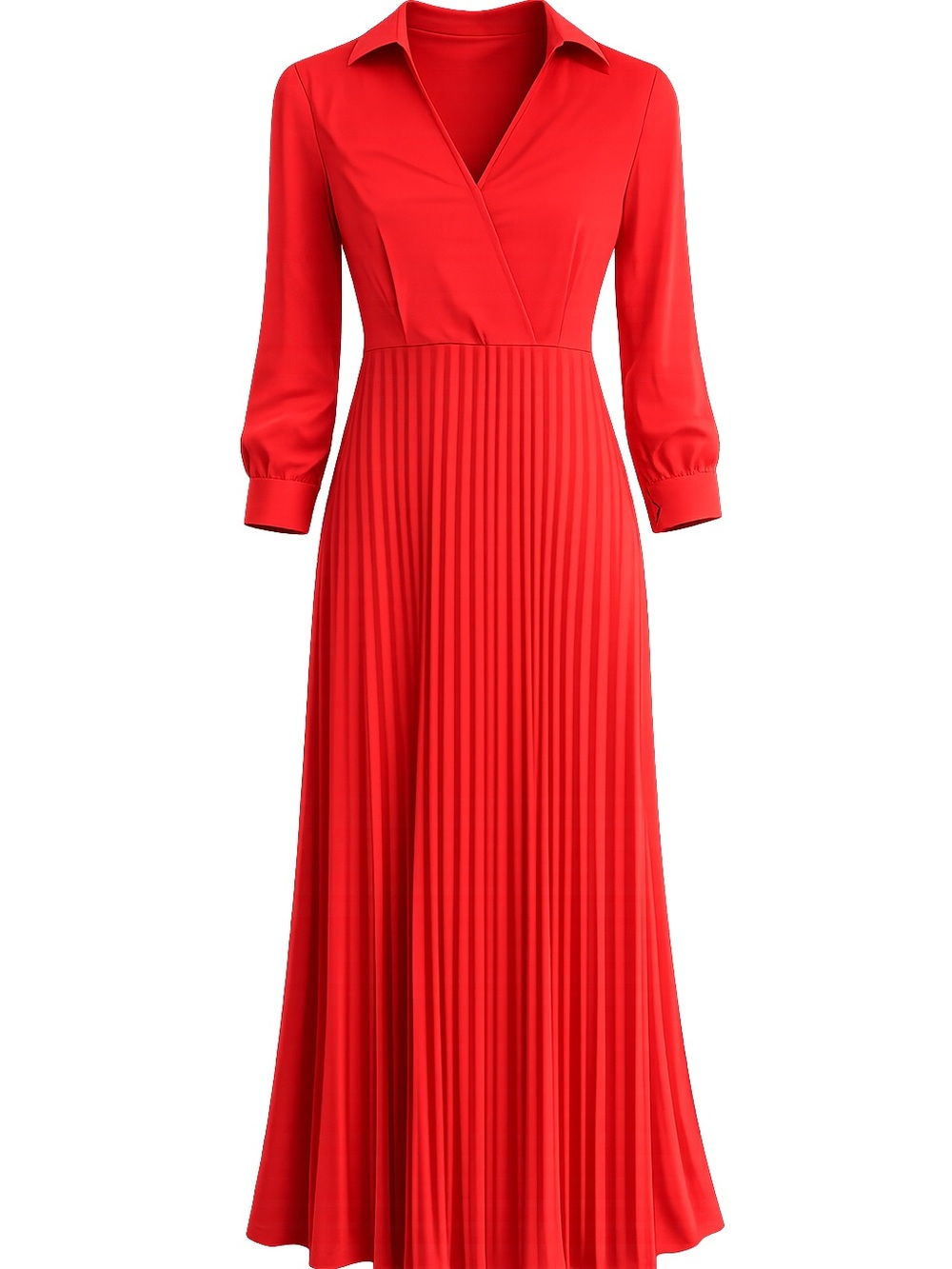 Vibrant Blood Orange Pleated Dress
